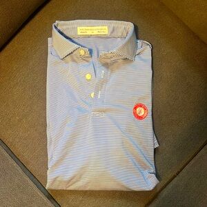 Holderness & Bourne Blue Striped Golf Polo Shirt (M)